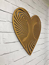 Панно 3D декоративне з об'ємом 15 мм для стін, Серце 40 х 40 см золото, фото 2
