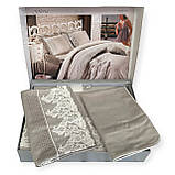 Комплект постільної білизни Maison d'or Gloria  Grey сатин люкс 220-200 см сірий, фото 3