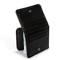 Затискач для купюр гаманець чоловічий шкіряний чорний з монетницею та візитницею зовні Bretton 168-L27