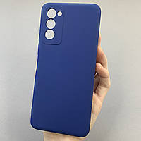 Чехол для Tecno Camon 18 (CH6n) силикон кейс с микрофиброй на телефон техно камон 18 темно-синий o3c