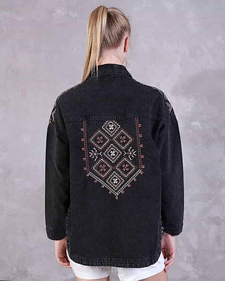 Молодіжна сорочка з вишивкою, піджак, в чорному кольорі. Розміри S, M, L., фото 2