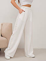Женские трикотажные брюки с лампасами XL, Молочный