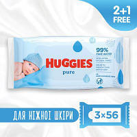 Детские влажные салфетки Huggies Ultra Comfort Pure 56 х 3 шт (5029053550091) ASN