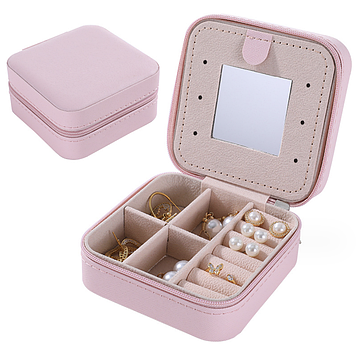 Скринька для прикрас із дзеркалом / Футляр для біжутерії / Органайзер для сережок і кілець / Шкатулка для біжутерії
