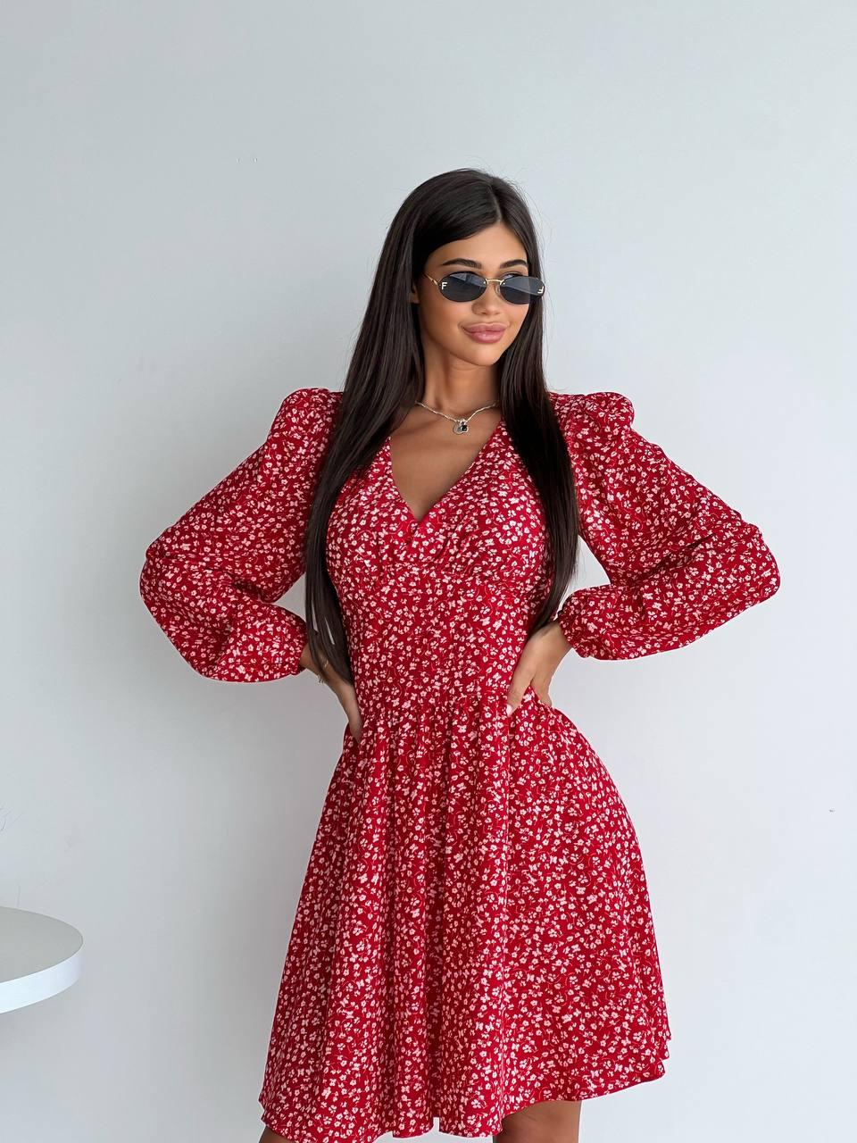 Сукня жіноча елегантна із софту з квітковим принтом (Норма), фото 1