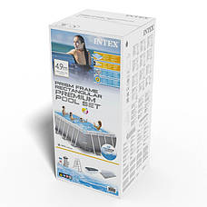 Каркасний прямокутний басейн Intex 26792 (488х244х107 см) (Фільтр-насос 3785 л/год, драбина, тент, підстилка), фото 5