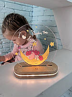 Детский ночник, светильник "Единорог на луне", оригинальный подарок