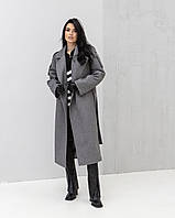 Демисезонное длинное женское шерстяное двубортное пальто Манхэттен Размеры 40- 54