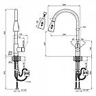 Кухонна мийка Lidz H6350L 3.0/1.0 мм Brush + Змішувач для кухні Lidz Aria 015FL висувним виливом, фото 9