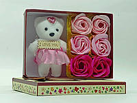 Сувенірний набір Shantou Троянди з мила "Just for you" з ведмедиком 107197