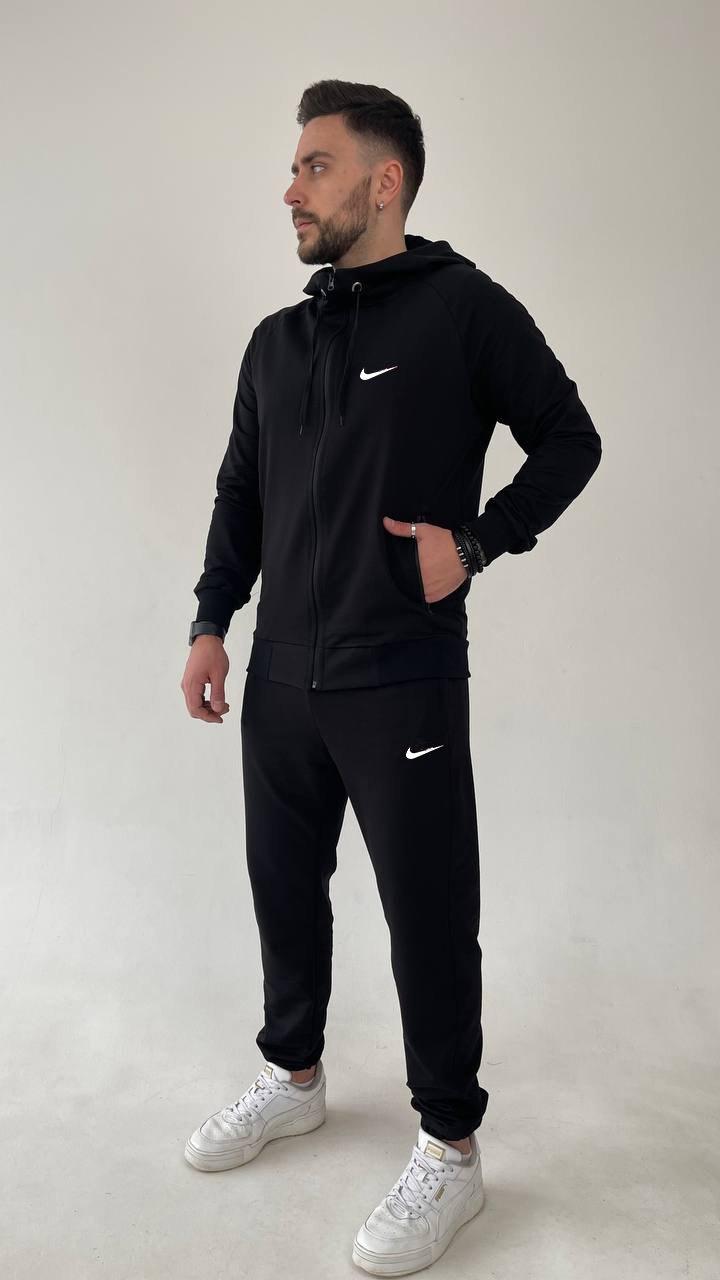 Чоловічий спортивний костюм Nike чорний з капюшоном на блискавці весняний осінній Комплект Найк Худі + Штани