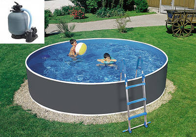 Круглий збірний басейн Azuro Graphit Ø 5.5 м, глибина 1.2 м, пісочна фільтраційна станція