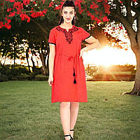 Турецкое штапельное летнее платье миди c вышивкой, 2XL(р.52-54), штапель Merve Moda 426