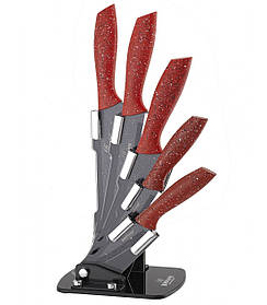 Набір ножів на підставці 6 пр. Bohmann BH 5256 ACRYLIC Red - MegaLavka