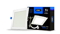 LED світильник з регулюванням яскравості вбудований квадрат VIDEX 9W 5000K 220V (VL-DLSD3-095)