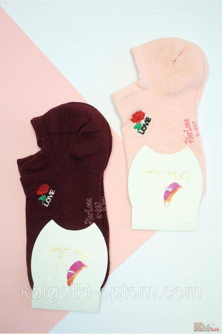 ОПТОМ Шкарпетки низькі однотонні "Love" для дівчинки р.35-40 (24-26(38-40) см.)  Pier Lone 8681788338404, фото 1