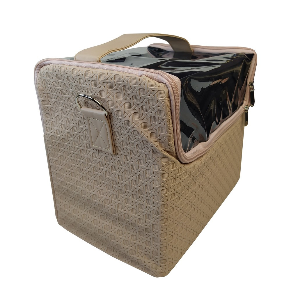 Кейс для б'юті-майстра, м'який з прозорим верхом, 28 х 20 х 25 см, Бежевий, фото 1