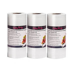Пакети для Вакууматора в Рулоні - 3 шт - 12х500 см - ОРИГІНАЛ - Сертифікація FDA+LFGB - ТМ ComShop