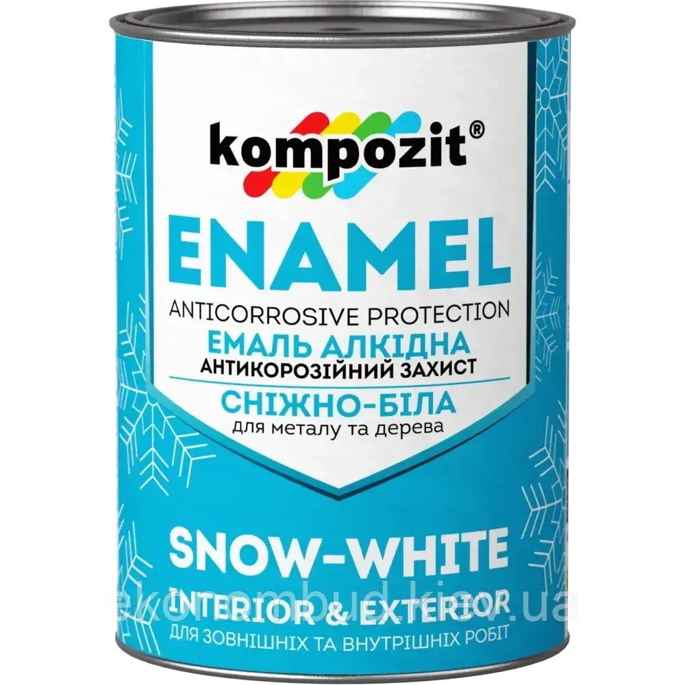 Емаль алкідна сніжно-біла Kompozit® (Колір: Білий, Фасування: 2,8 кг, Блиск: Глянцевий)