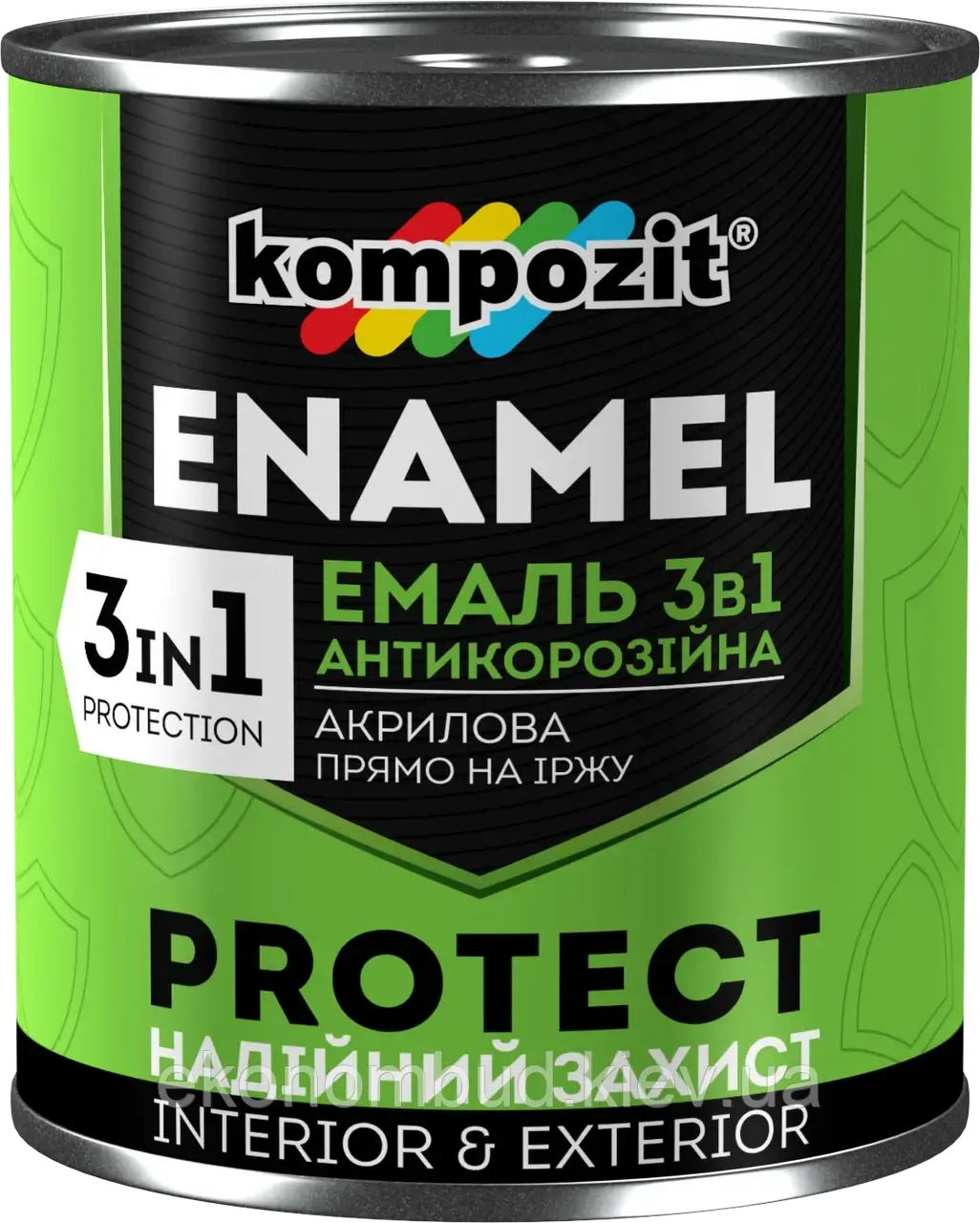 Емаль антикорозійна 3 в 1 PROTECT (Колір: Білий  RAL 9016, Фасування: 0,75 кг, Блиск: Шовковисто-матовий)