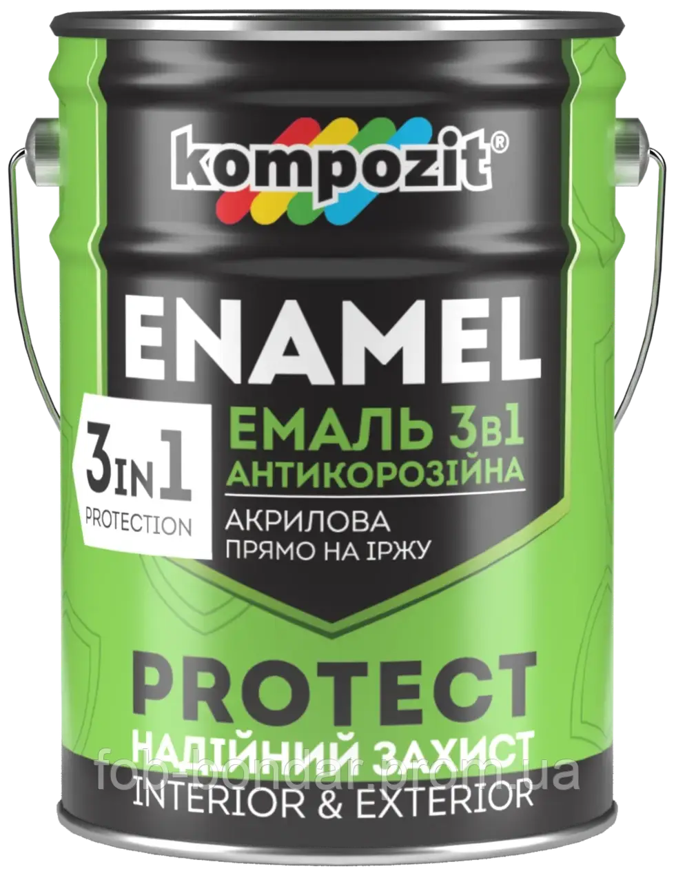 Емаль антикорозійна 3 в 1 PROTECT (Колір: Білий  RAL 9016, Фасування: 10 кг, Блиск: Шовковисто-матовий)