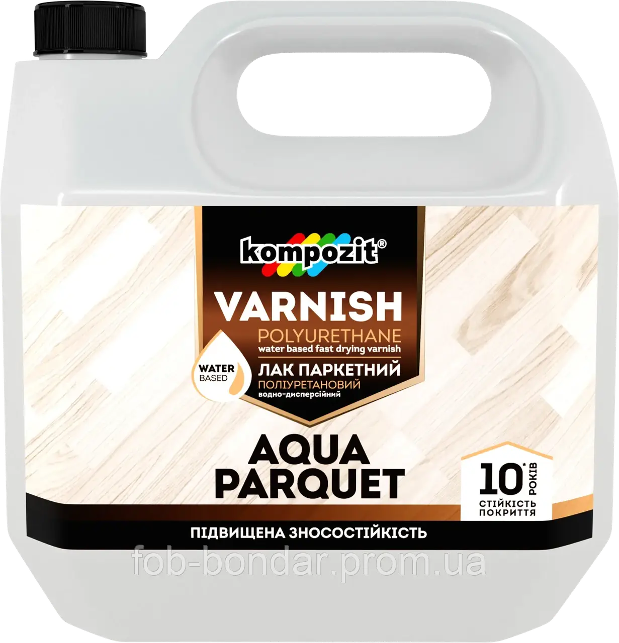 Лак паркетний AQUA PARQUET (Колір: Безбарвний, Фасування: 3 л, Блиск: Глянцевий)