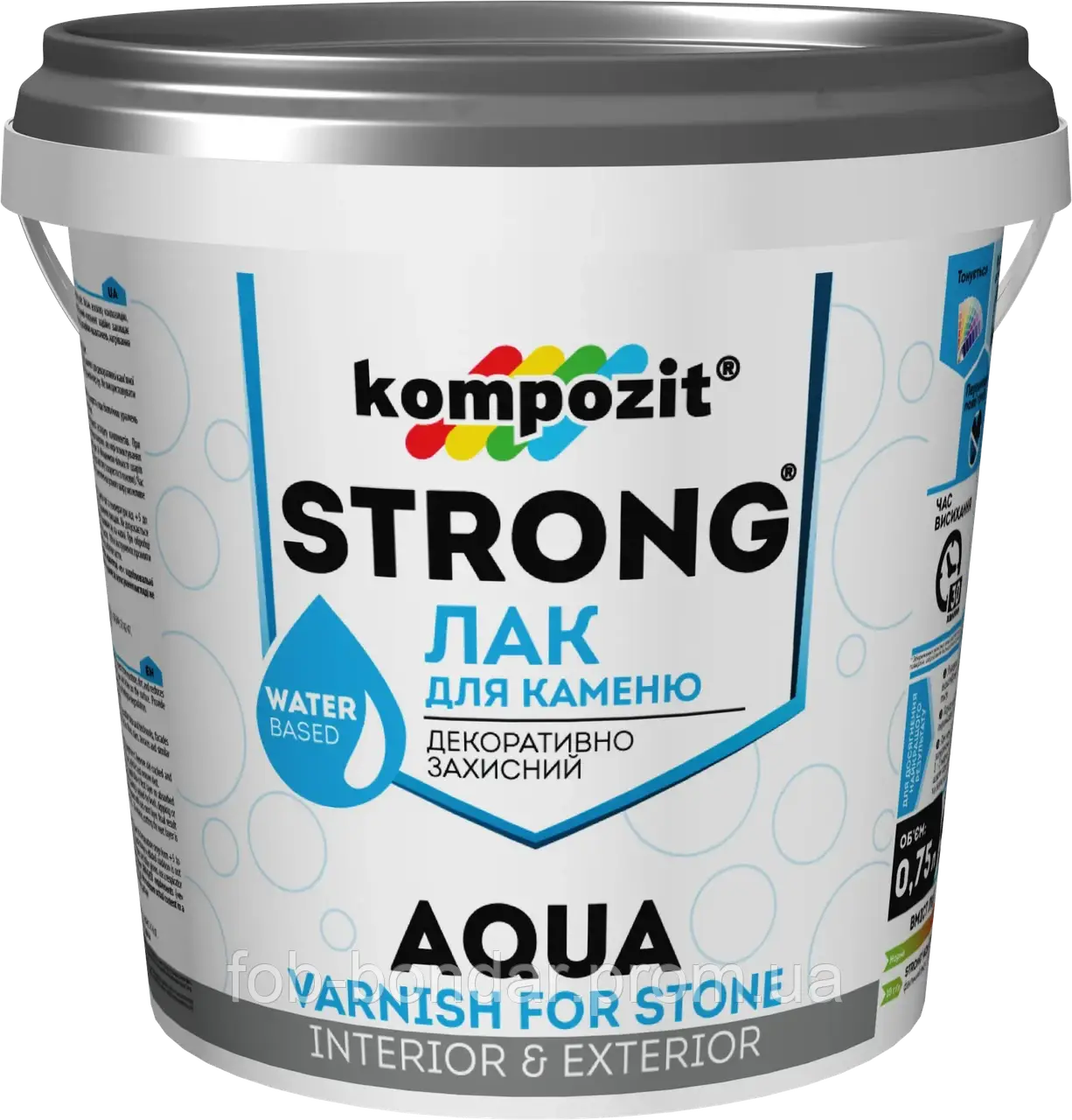 Лак для каменю STRONG® AQUA (Колір: Безбарвний, Фасування: 0,75 л, Блиск: Не визначається)