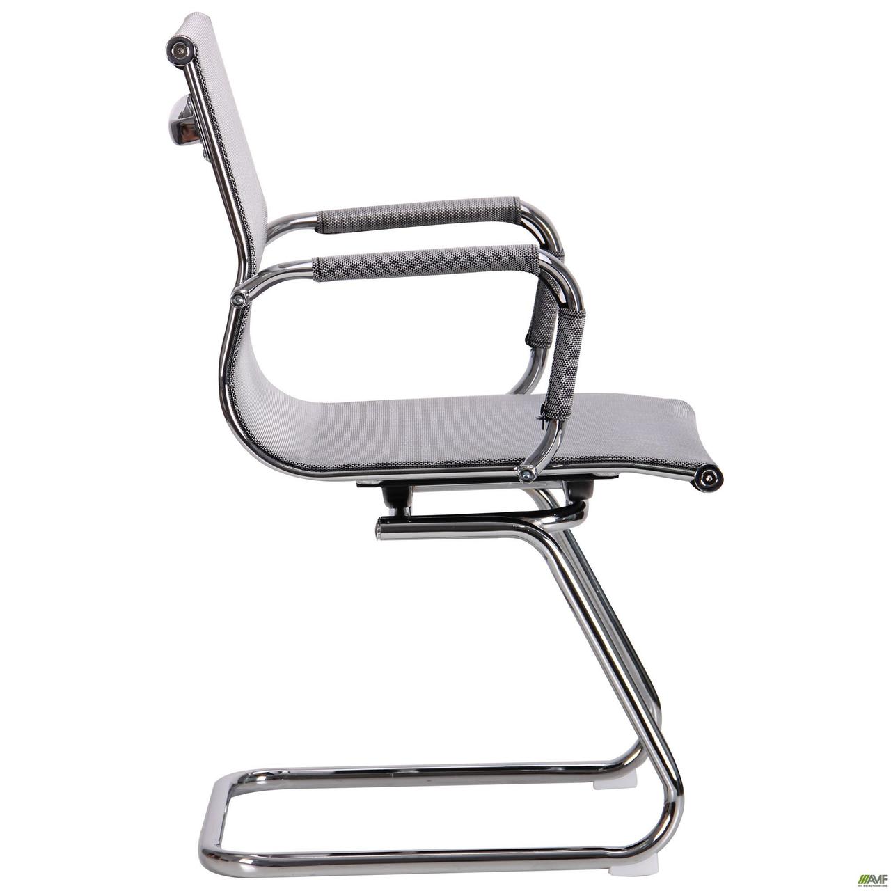 Конференц-крісло AMF Slim Net CF XH-633C сіре сидіння на полозах хром