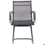 Конференц-крісло AMF Slim Net CF XH-633C сіре сидіння на полозах хром, фото 4