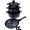 Набір каструль та сковорода з гранітним антипригарним покриттям Higher Kitchen HK-324 чорний 10 предметів, фото 6