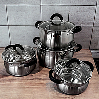 Набор кухонной посуды кастрюли из нержавеющей стали German Family GF-2045 (8 пр)
