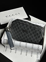 Мужской клатч из эко-кожи Gucci Alpha Wearable Wallet Blue manbag