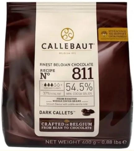 Шоколад Callebaut No811 бельгійський чорний у формі калет 400 г