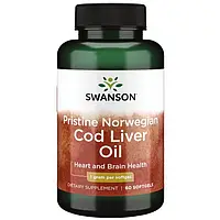 Жир из печени норвежской трески 1 г (Cod Liver Fat) Swanson 60 капсул