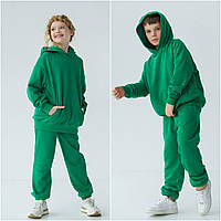 Детский трикотажный спортивный костюм для мальчика и девочки осень/весна в размерах 116-158 трехнитка петля Зелений, 116-122