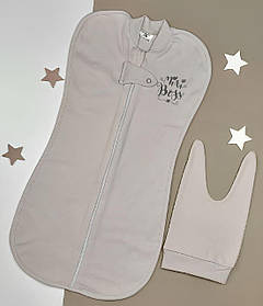 Пелюшка - кокон (эвропелюшка) на блискавці зріст 56-62 см (0 - 3 місяці) Mini Boss з шапочкою Lari Сірий