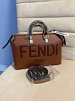Жіноча сумка з екошкіри Fendi Фенді коричневого кольору молодіжна, брендова сумка через плече