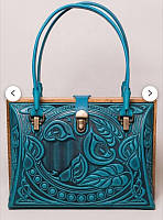 Уникальная вечерняя сумочка 'Калла', комбинация натуральной кожи и дерева.