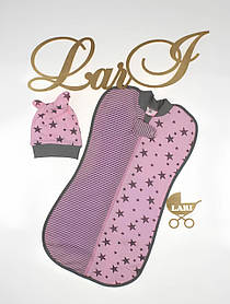 Пелюшка - кокон (європелюшка) на блискавці зріст 56-62 см (0 - 3 місяці) Зоряний з шапочкою Lari Рожевий