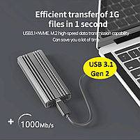 Зовнішня кишеня для M2 SSD NVMe PCIe USB 3.1 Type-C Blueendless 2807N Original, фото 7
