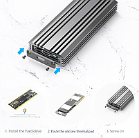 Зовнішня кишеня для M2 SSD NVMe PCIe USB 3.1 Type-C Blueendless 2807N Original, фото 9