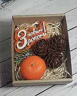 Подарочный набор сувенирного мыла З новим роком, мандаринка и шишки Мыло ручной работы