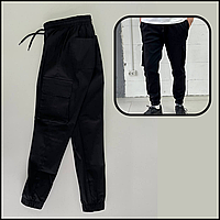 Демисезонные модные мужские штаны карго, стильные мужские брюки карго коттон черного цвета лето