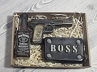 Подарочный набор сувенирное мыло Виски, BOSS и пистолет Мыло ручной работы