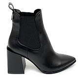 Черевики чорні жіночі шкіряні на підборах байка демісезон із замком збоку Nivelle 5610-8057рант-8062м розмір 36, фото 4