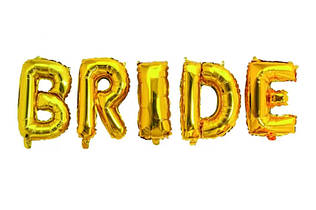 Фольгований надпис "BRIDE" (5 букв 40") золотий