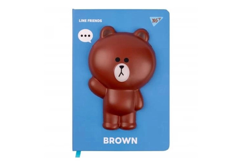 Блокнот-сквіш YES А5, 128 арк., лін. "Line Friends. Brown" твердий