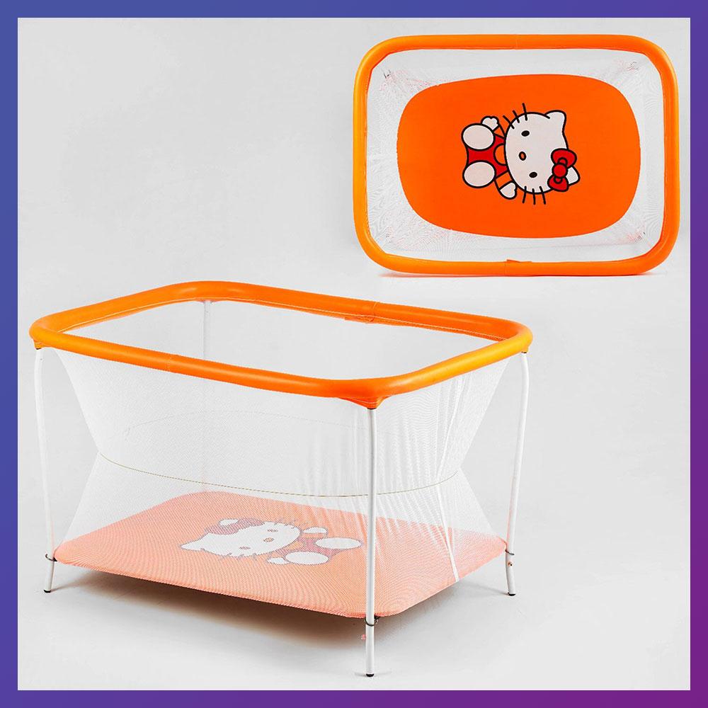 Дитячий ігровий манеж прямокутний Hello Kitty м'яке дно Жовтогарячий, фото 1