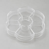 Коробка для намистин і фурнітури 10.5х9х2 см пластик квітка безбарвна