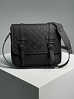 Мужская сумка через плечо из эко-кожи Gucci GG Messenger Bag Black manbag